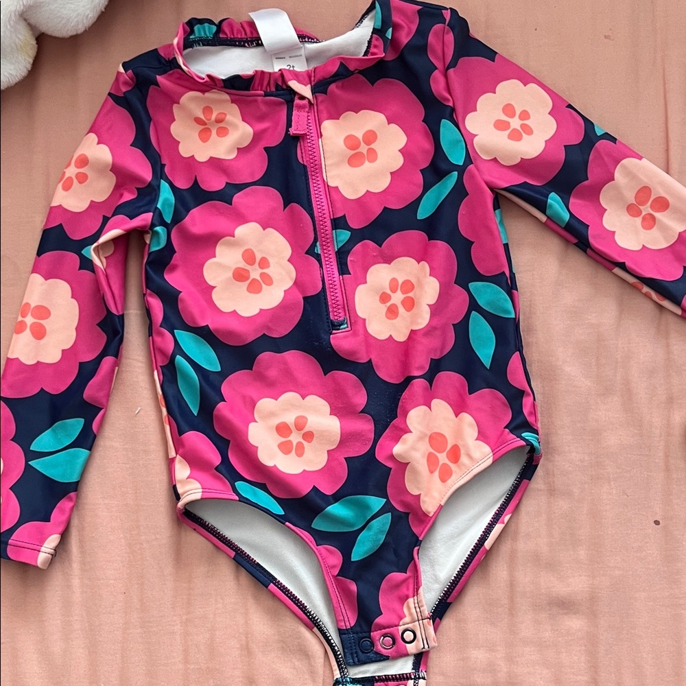 Carter's Pink and Blue Floral Rashguard